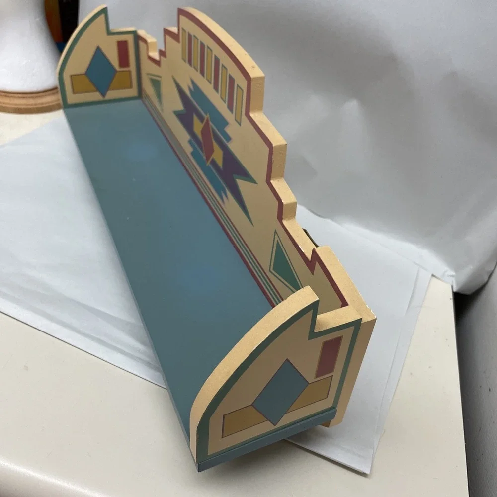 Southwestern Boho Chic Aztec 3 Peg Coat Rack Display Shelf Decor